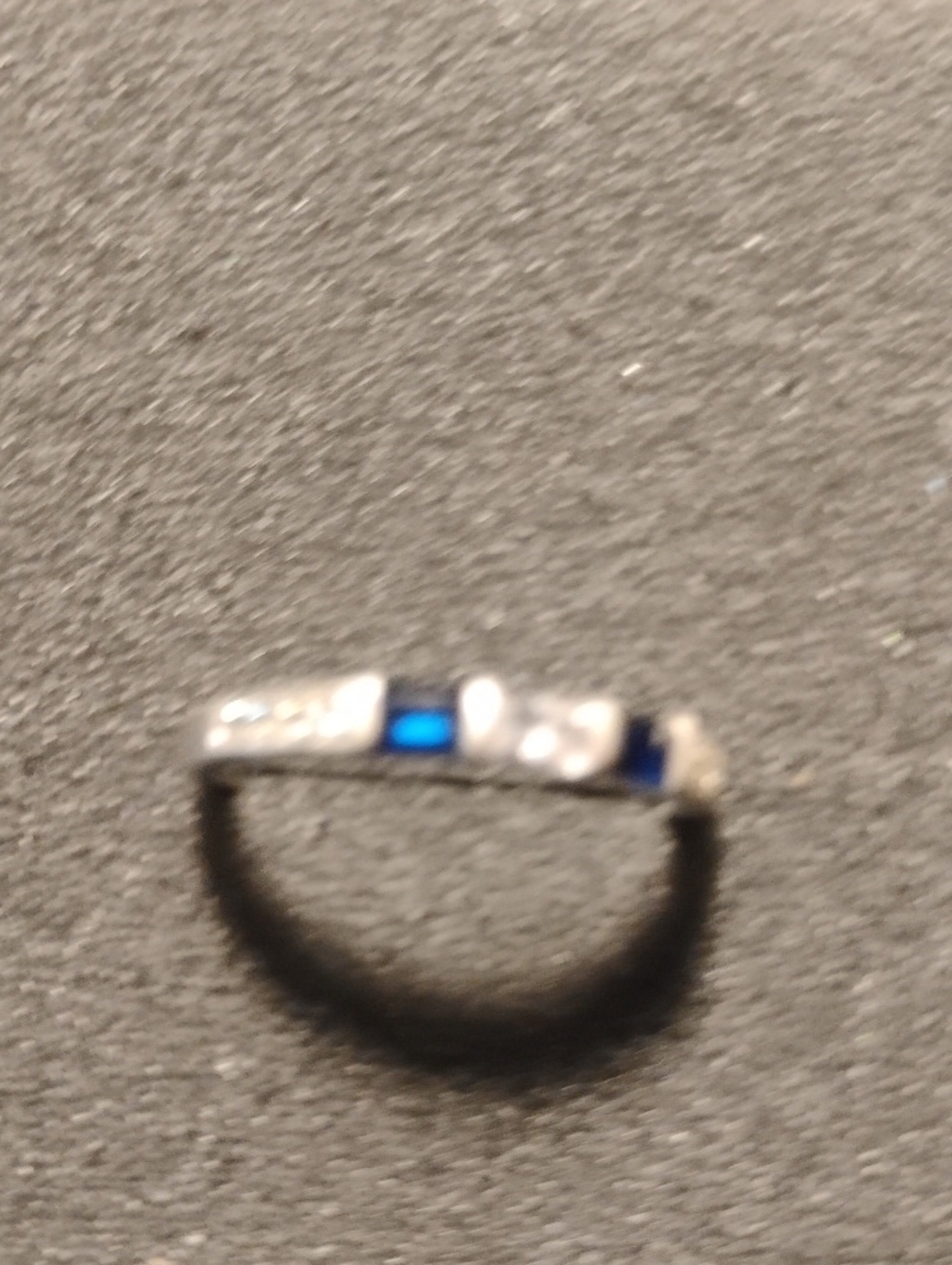 Silver Band Ring with Blue Accent Stones